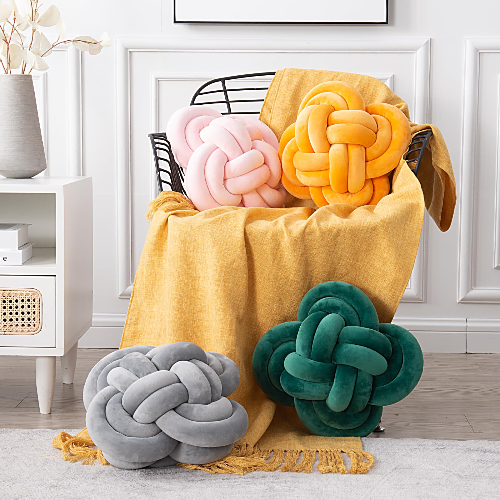 Soft Plush Knot Pillow for Couch & Bed - Pink Dorm Decor for Living Room