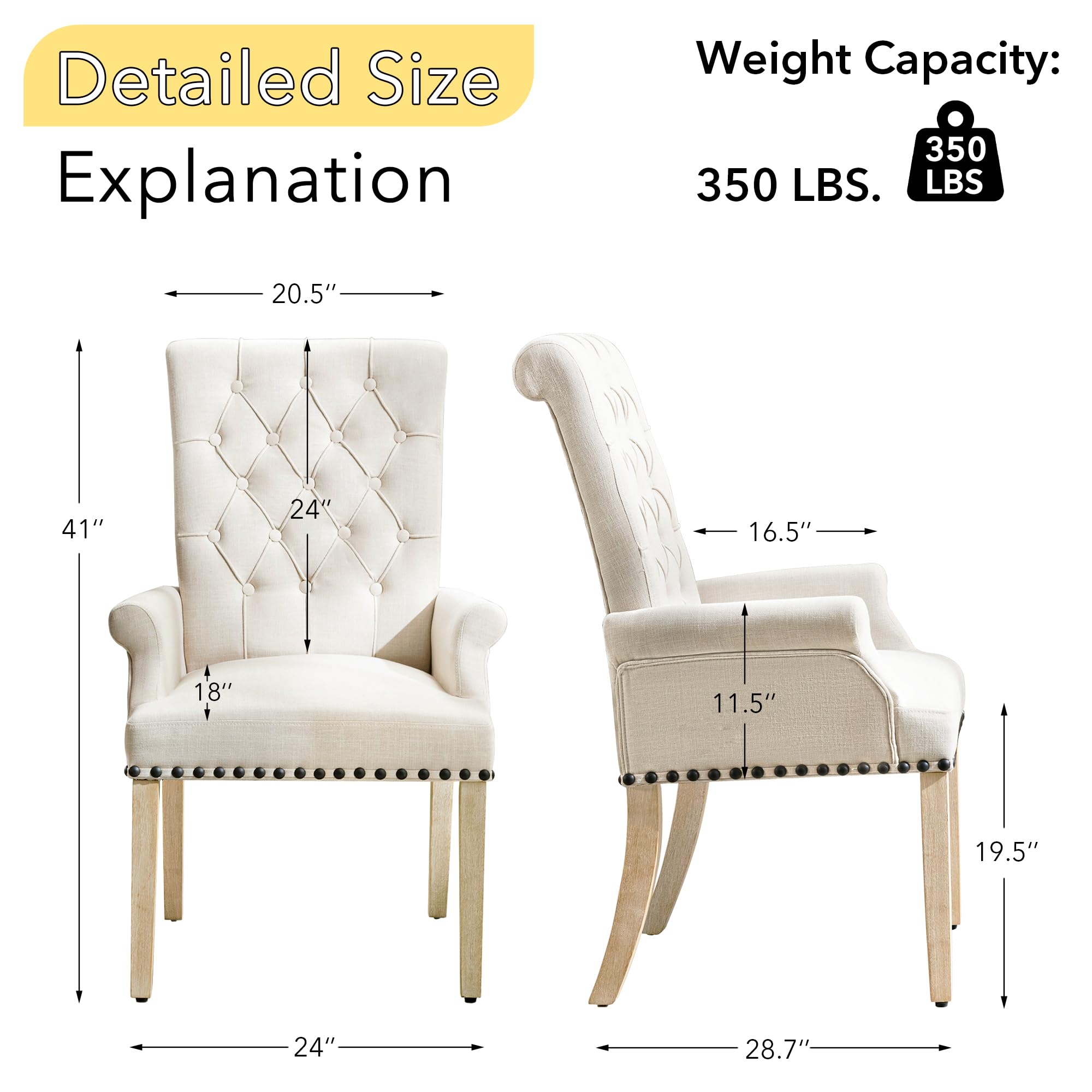 Luxury Upholstered Fabric Accent Dining Chair - Elegant Tufted Club Chair for Dining Room & Kitchen - Beige Home Decor - Perfect for Formal Dining, Breakfast Nooks & Small Spaces