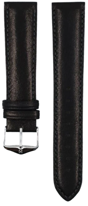 Hirsch 22mm Merino Black Leather Watch Strap - Premium Replacement Band for Men's Watches | Perfect for Dress, Business & Casual Wear