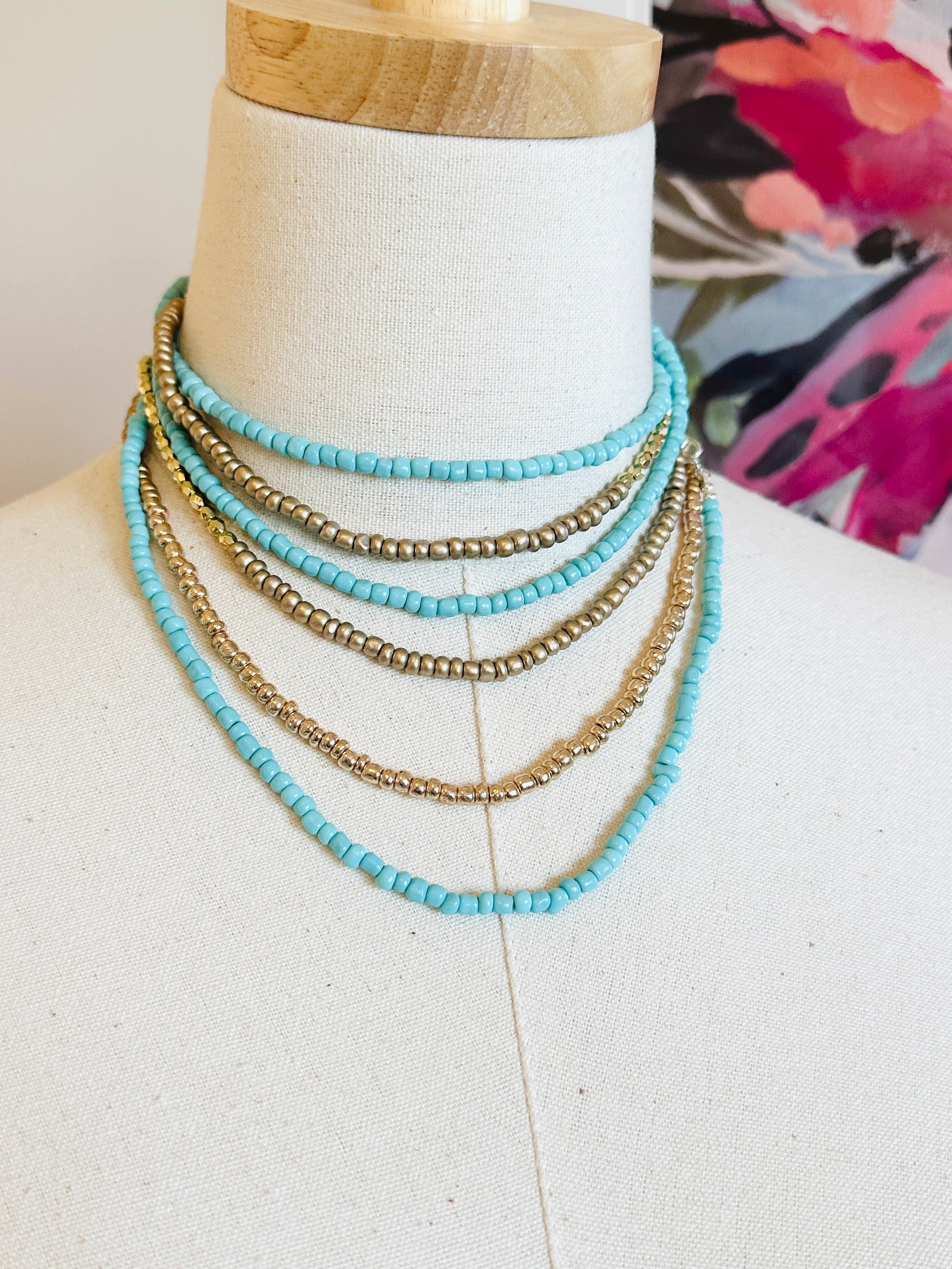 Elegant Gold Beaded Wrap Necklace & Bracelet Set - Adjustable Boho Jewelry for Women - Perfect for Weddings, Parties & Everyday Wear