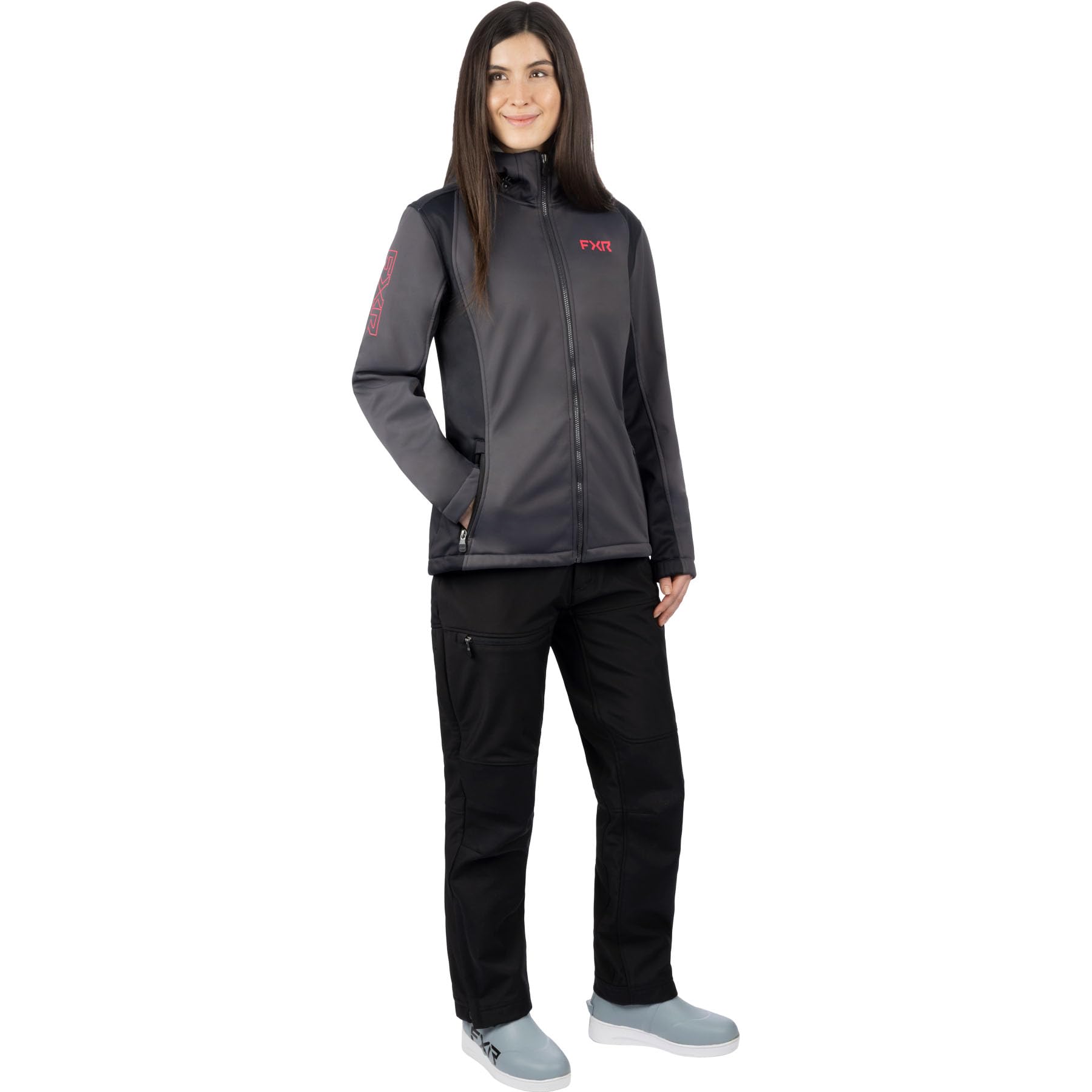 FXR Women's Pulse Softshell Jacket 2025 - Windproof & Water-Resistant Winter Jacket (Asphalt/Razz, 3X-Large) - Perfect for Skiing, Snowboarding & Outdoor Adventures