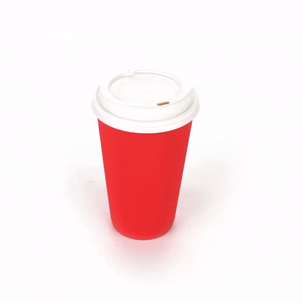 16 oz Red Paper Ripple Wall Coffee Cups with White Lids - 200 Count Bulk Pack (3.5
