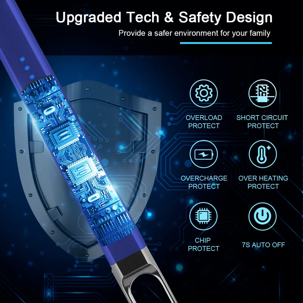 Electric Arc Lighter - USB Rechargeable, Windproof for Candles, Camping & BBQ (Blue)