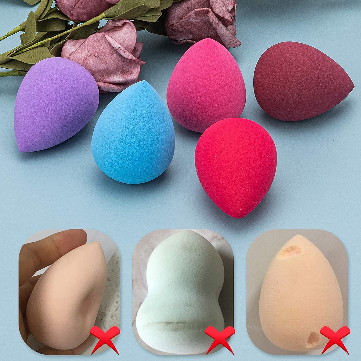 Premium Makeup Sponge - Soft Beauty Blender for Flawless Foundation & Concealer Application (Color May Vary) | Ideal for Liquid, Cream & Powder Cosmetics | Professional Makeup Tools for Daily Use & Travel