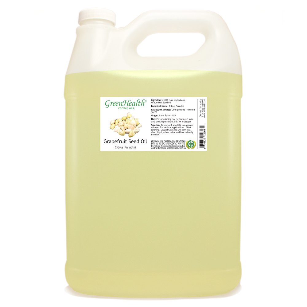100% Pure Grapefruit Seed Carrier Oil - 1 Gallon Plastic Jug with Cap - Cold Pressed & Natural - for Aromatherapy, Massage & Skincare - GreenHealth
