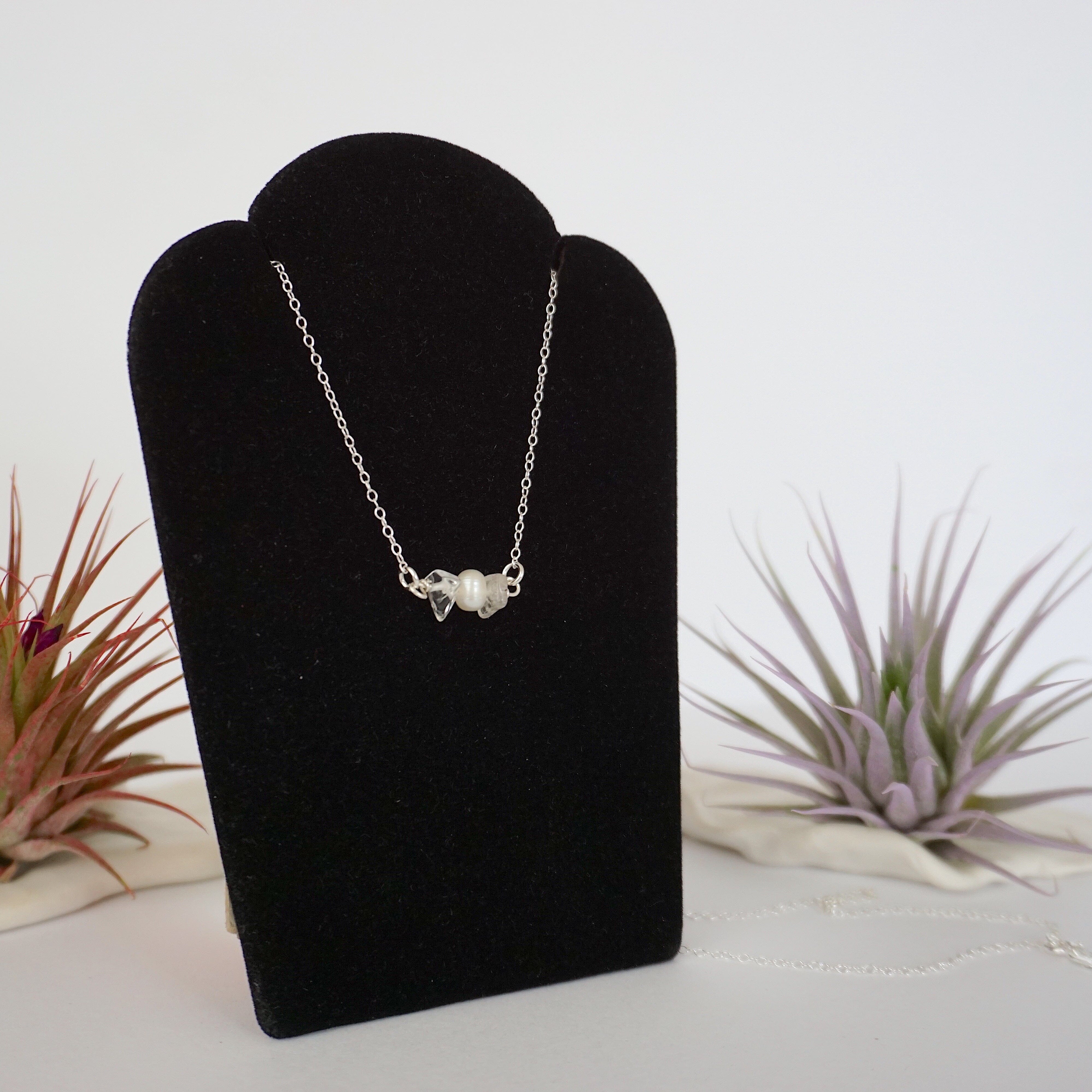 Elegant Clear Quartz & Pearl Charm Necklace for Women – Perfect for Weddings, Parties, and Everyday Wear