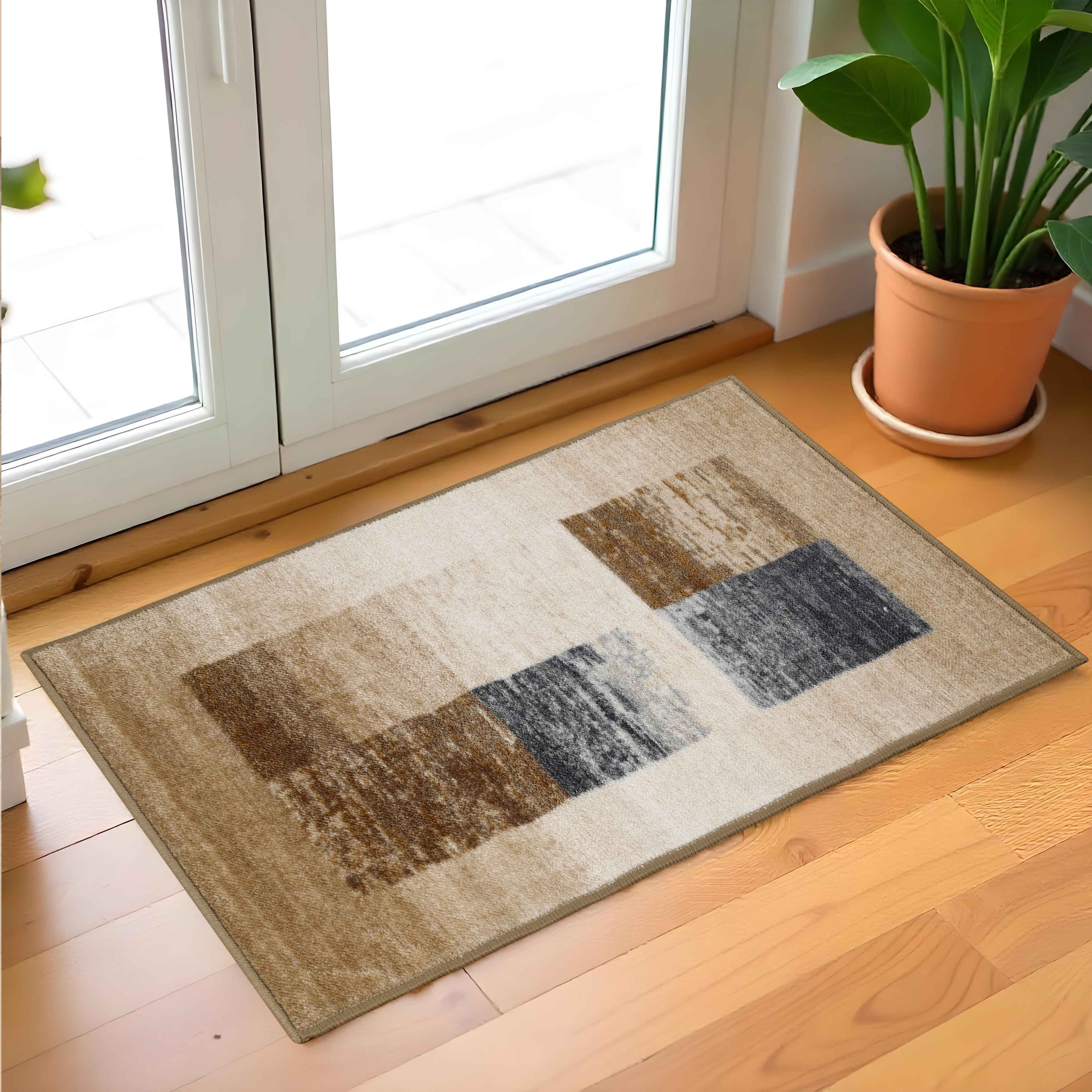 Lockwood Color Block Non-Slip Washable Indoor Area Rug or Runner - Perfect for Living Room, Bedroom, Entryway & High Traffic Areas