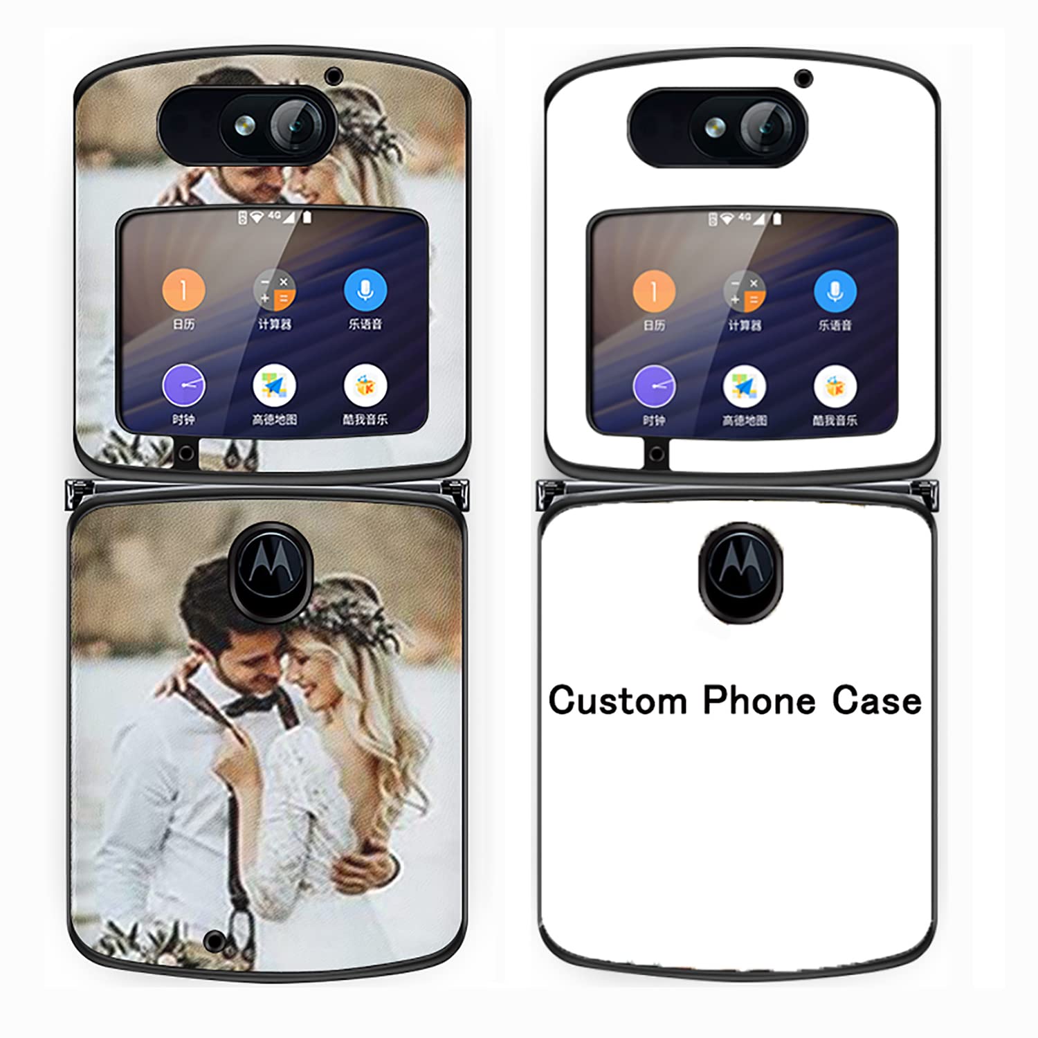 Custom Motorola Moto Razr 5G Phone Case - Personalized PU Leather Photo Collage Cover with 2 Images | Birthday, Christmas & Valentine's Gift Idea | Perfect for Everyday Use, Travel & Special Occasions