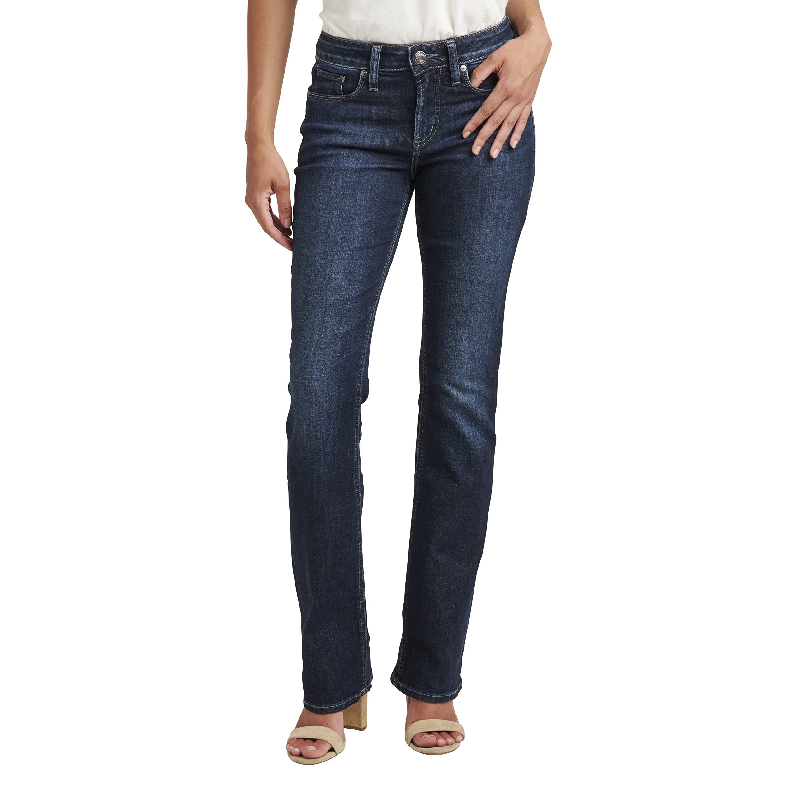 Silver Jeans Co. Women's Suki Mid Rise Slim Bootcut Jeans - Classic Denim Pants for Casual Wear, Office & Night Out | Comfortable Stretch Fabric, Flattering Fit