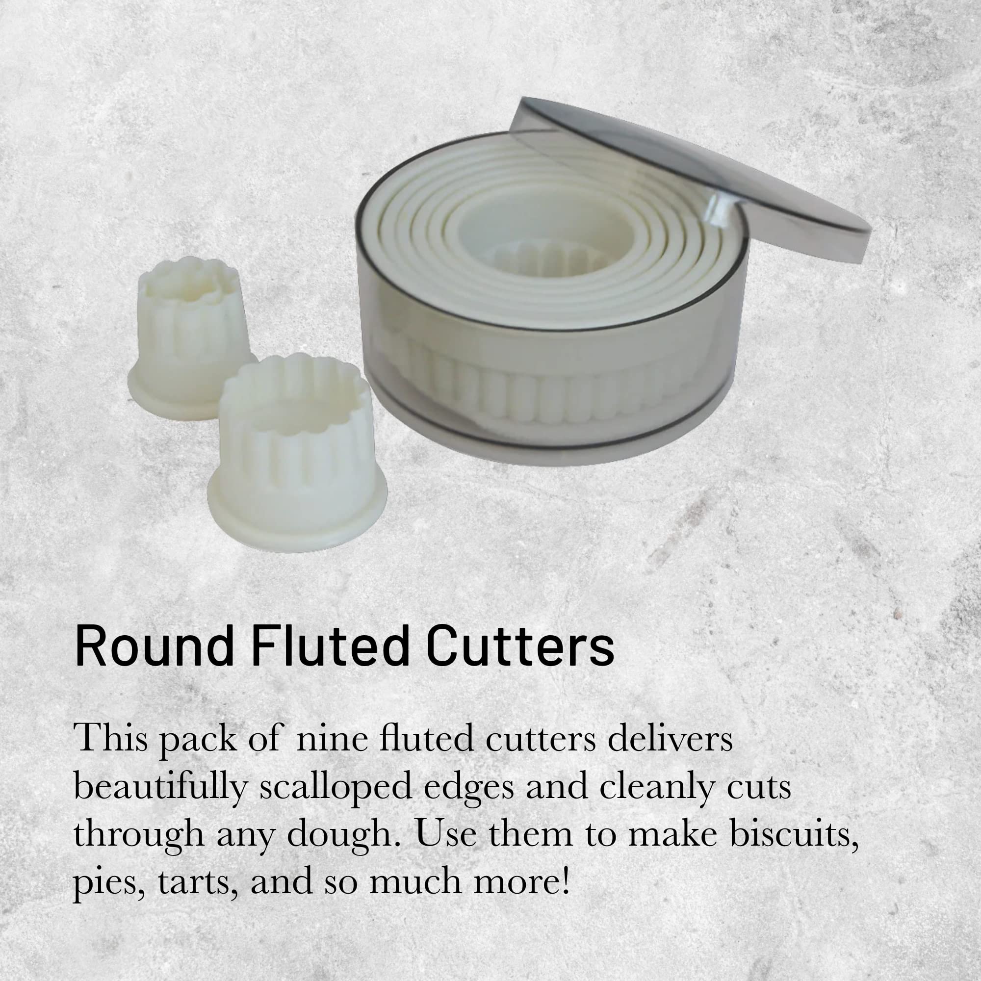 de Buyer Round Fluted Cutters - 9-Piece Stainless Steel Pastry Set for Clean, Defined Cuts, Scallops & Flutes | Dishwasher Safe | Perfect for Baking, Cake Decorating & Professional Pastry Making