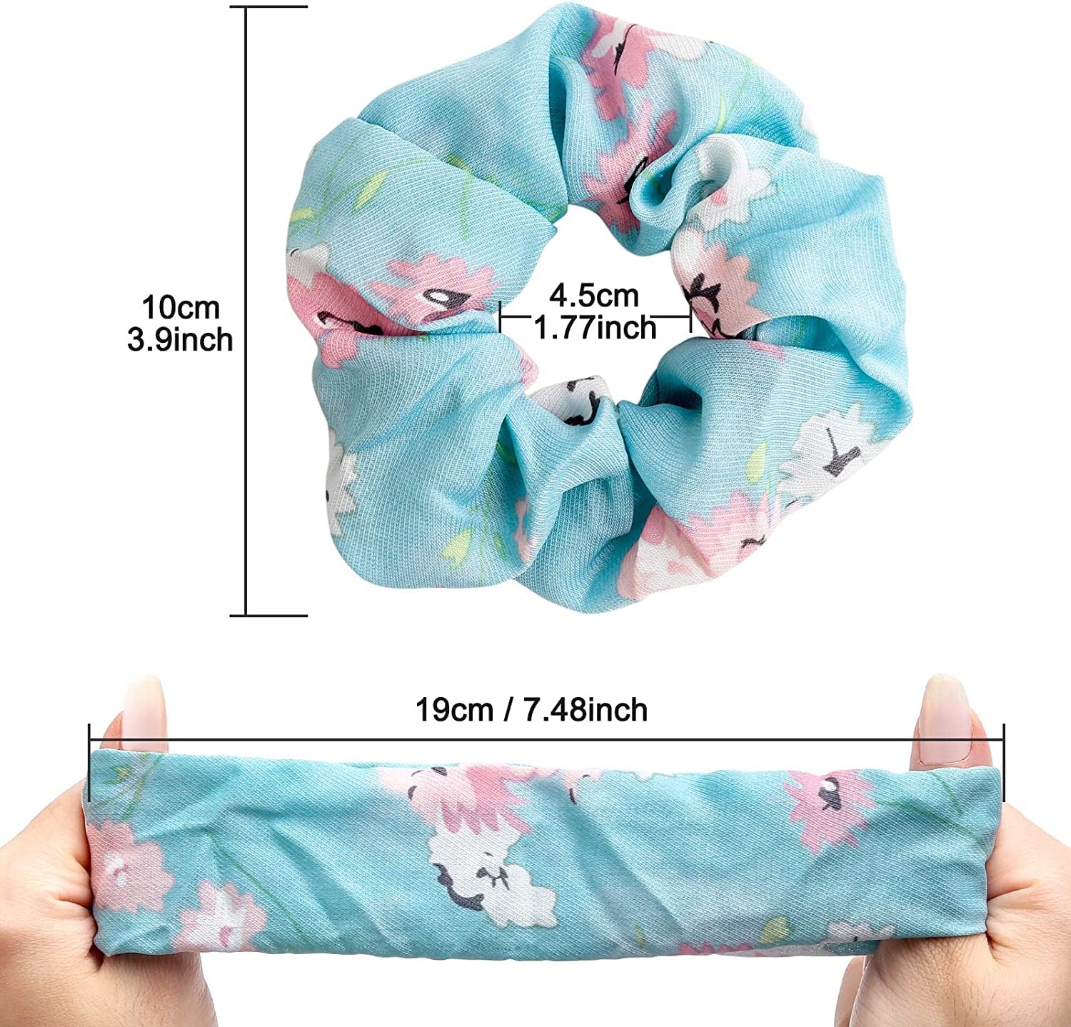 Blubby 30 Pcs Chiffon Hair Bands - Soft Ponytail Holders & Floral Hair Scrunchies for Women & Girls - Perfect for School, Work, Party & Everyday Use (Assorted Prints)
