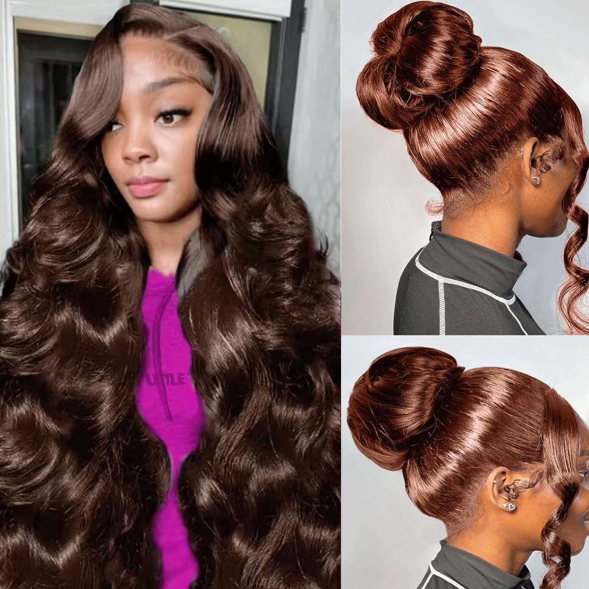 30 Inch Chocolate Brown Human Hair Lace Front Wig - 360 HD Transparent Lace, Pre-Plucked, 200% Density, Body Wave for Natural Look | Perfect for Cosplay, Daily Wear, and Special Occasions