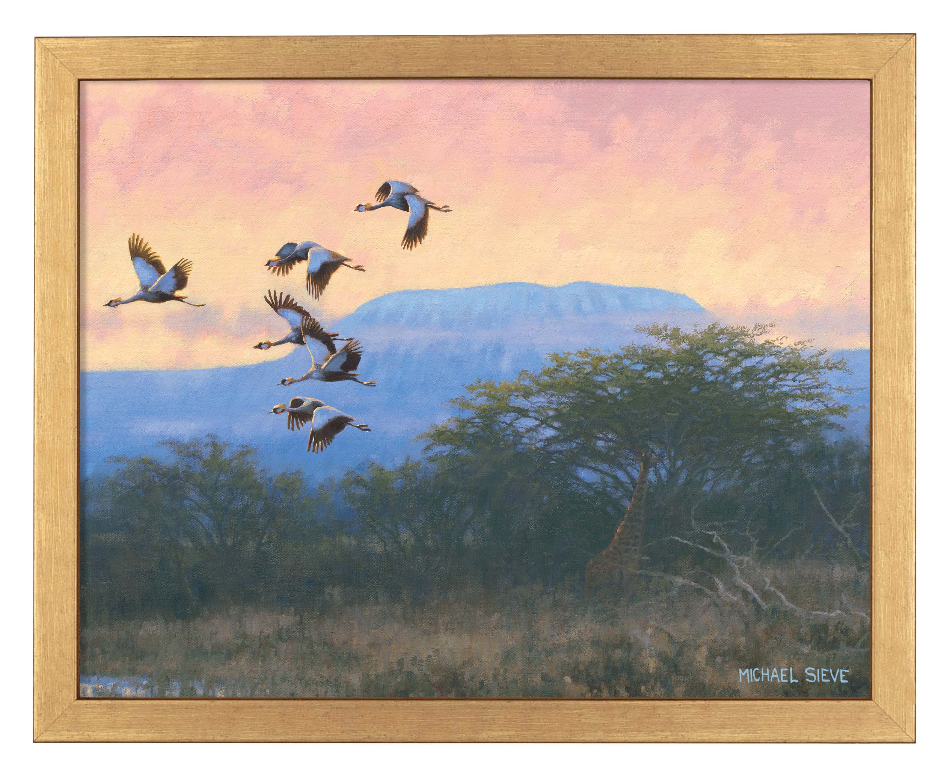 Exquisite Crowned Cranes Art Prints - Handmade Wildlife Wall Decor for Living Room, Bedroom & Office - Premium Framed Bird Painting Home Decor