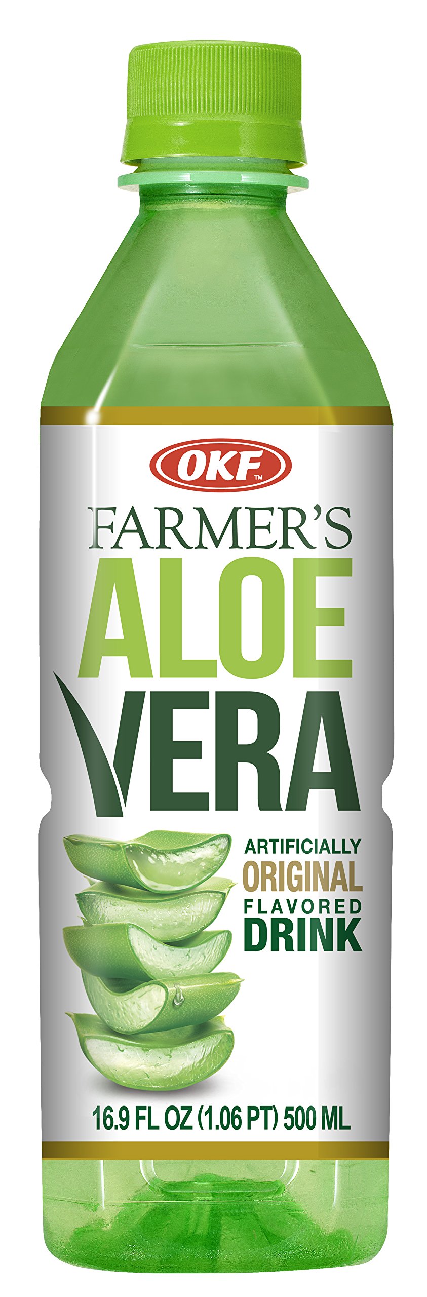 OKF Farmer's Aloe Vera Drink - Original Flavor, 16.9 fl oz (Pack of 12) | Refreshing Aloe Vera Beverage for Hydration, Digestion & Skin Health | Perfect for Summer, Gym & Daily Wellness