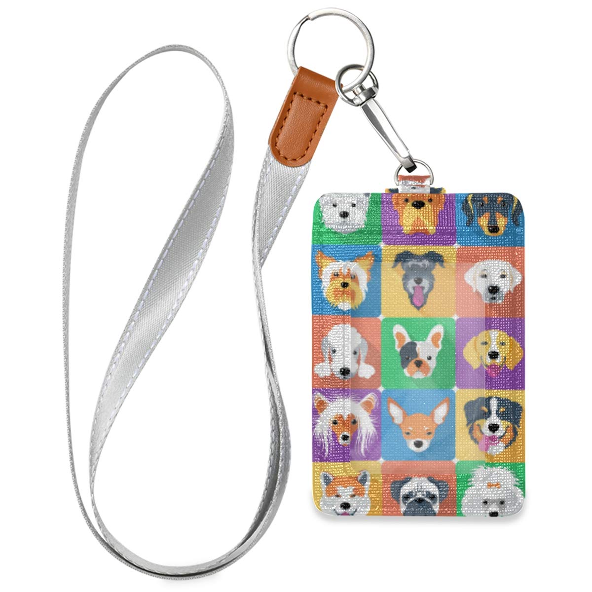 VIKKO PU Leather ID Badge Holder with Lanyard & Key Ring for Work & Events