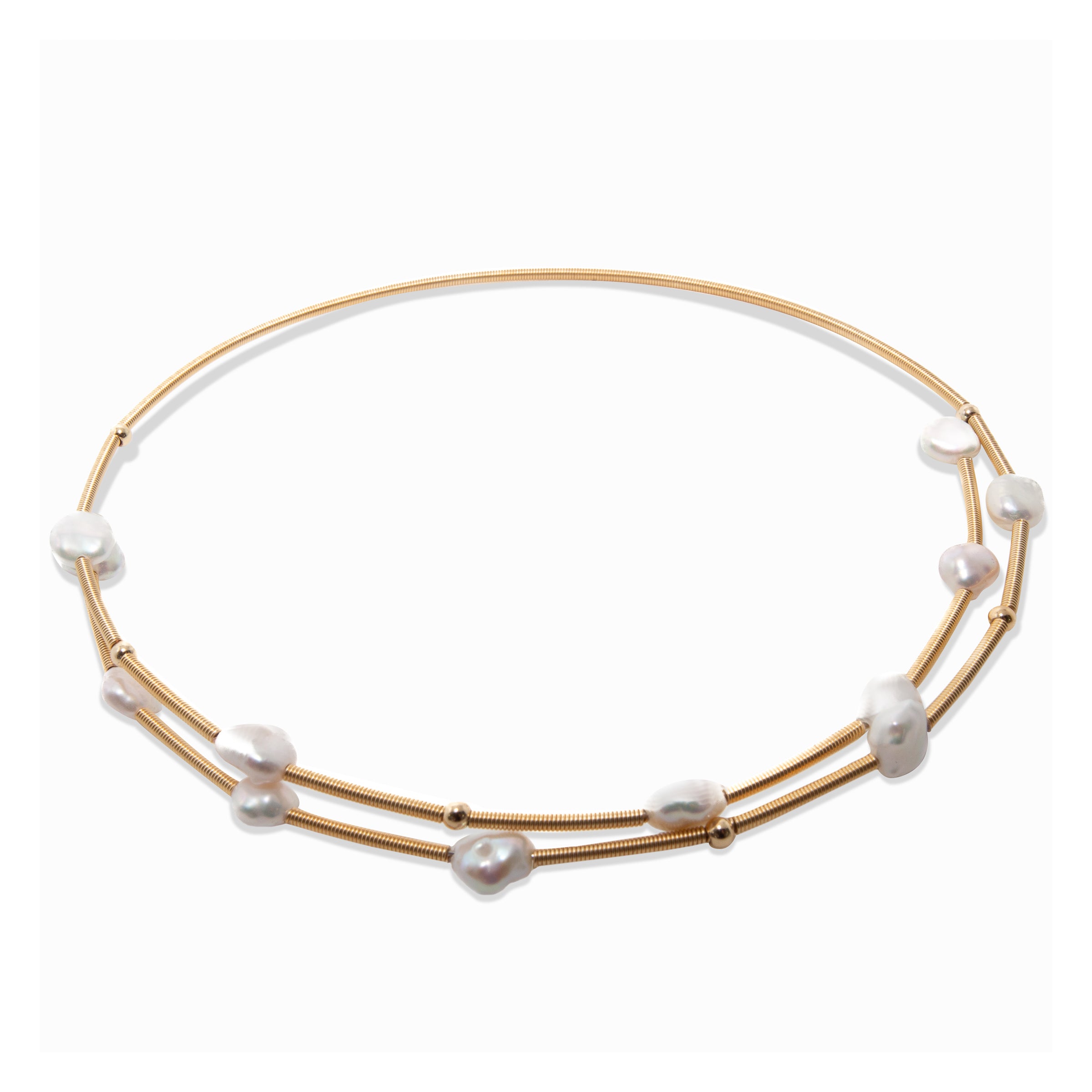 Golden Halo Keshi Pearl Necklace - Elegant Cultured Pearls Jewelry for Women | Perfect for Weddings, Parties & Special Occasions