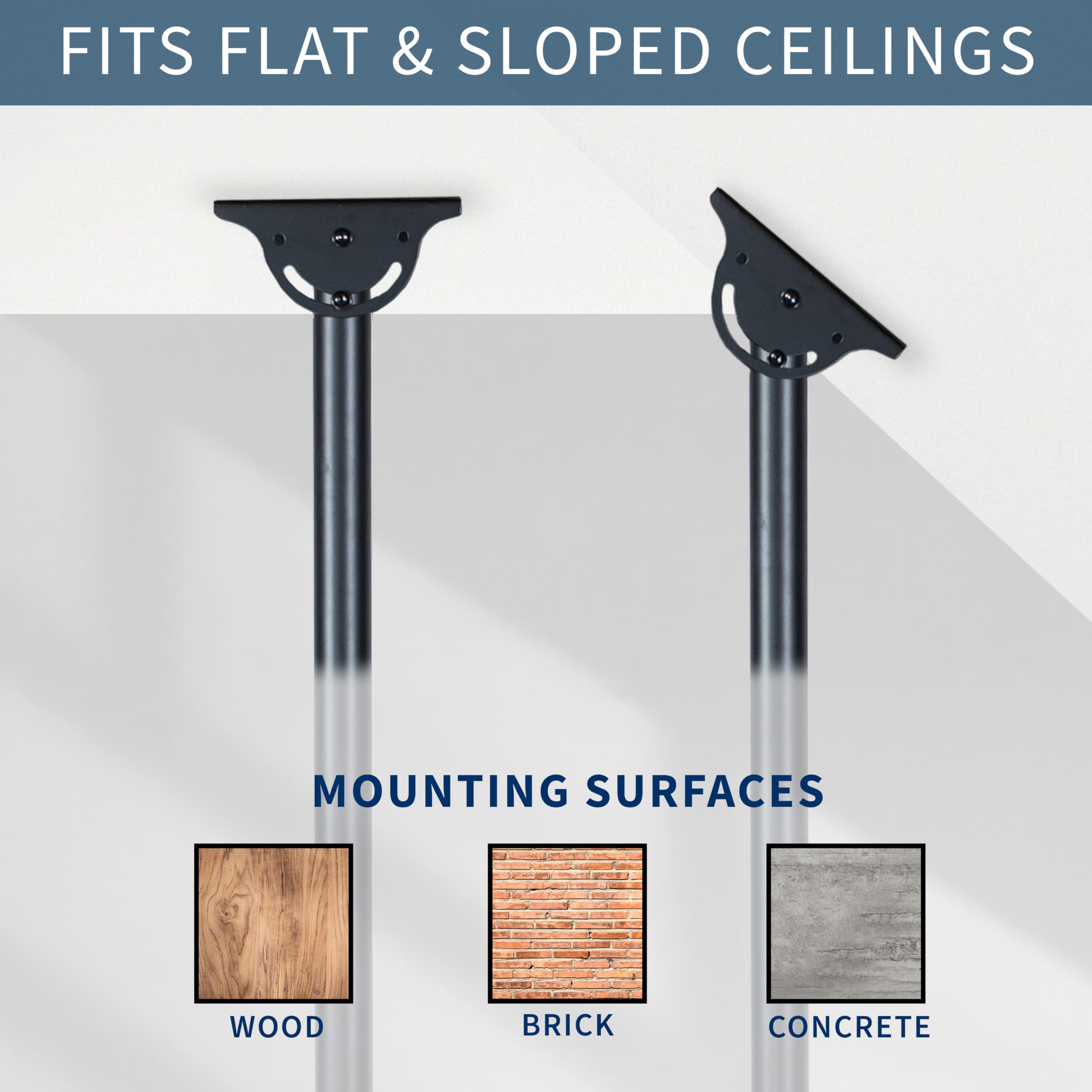 VIVO Black Ceiling Swivel TV Mount for 37-90 Inch Screens - Telescoping Height Adjustable with 5ft Extension Pole - Fits Pitched/Vaulted Ceilings - VESA 800x400 (MOUNT-VC90-5) - Perfect for Home Theaters, Living Rooms, and Commercial Spaces