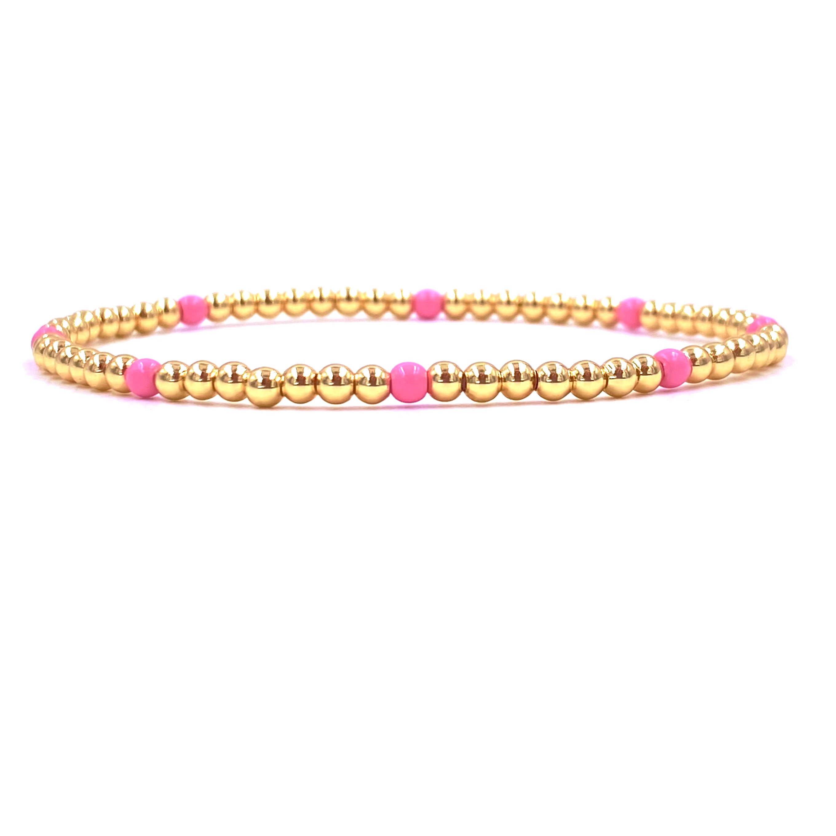 Ashley Gold Stainless Steel 8mm Beaded Stretch Bracelet - Gold Plated Enamel Ball Jewelry for Women, Fashion Accessories for Casual Wear & Party Outfits