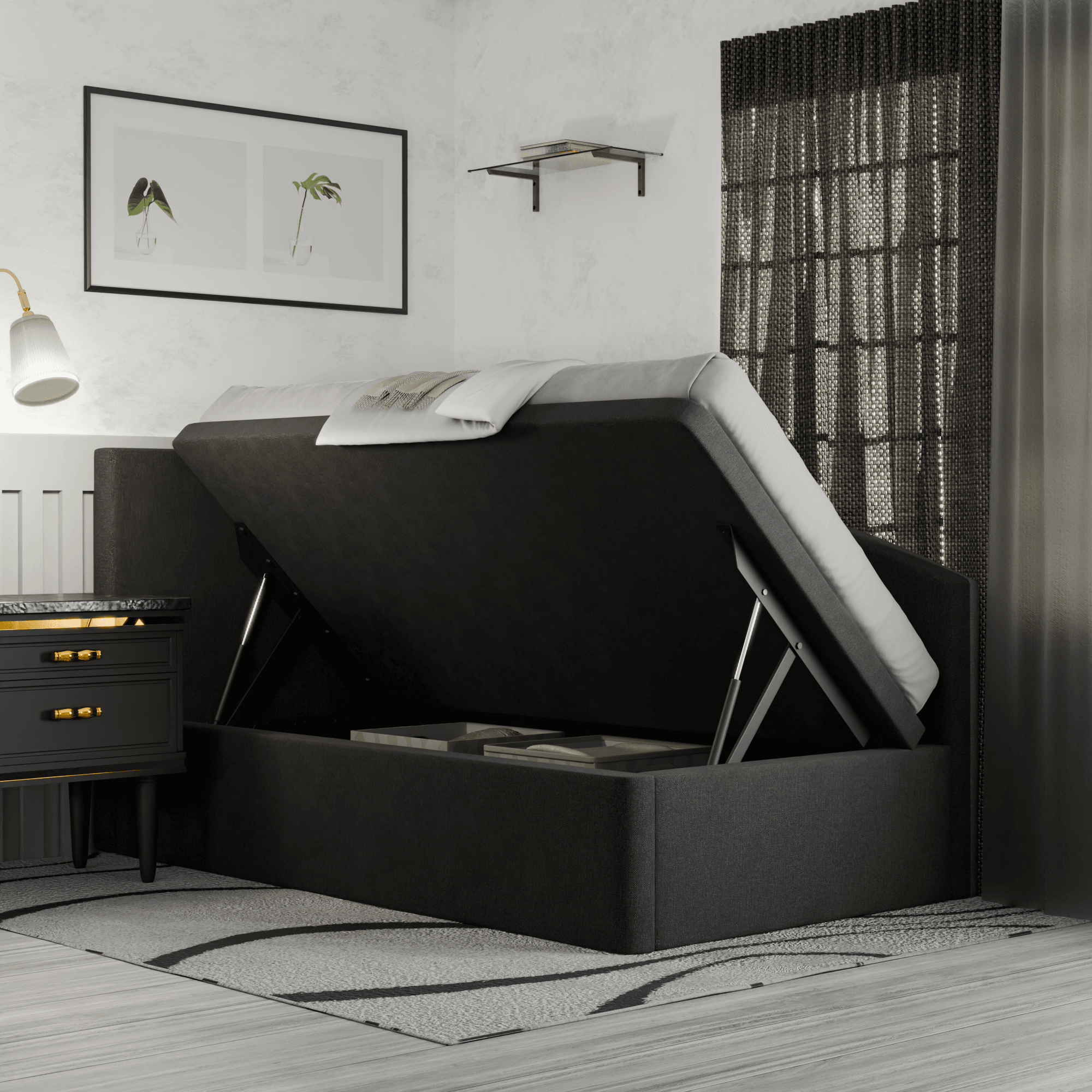 Gales Fabric Side Storage Daybed - Modern Sofa Bed with Hidden Storage for Small Spaces | Perfect for Guest Rooms, Dorms & Apartments
