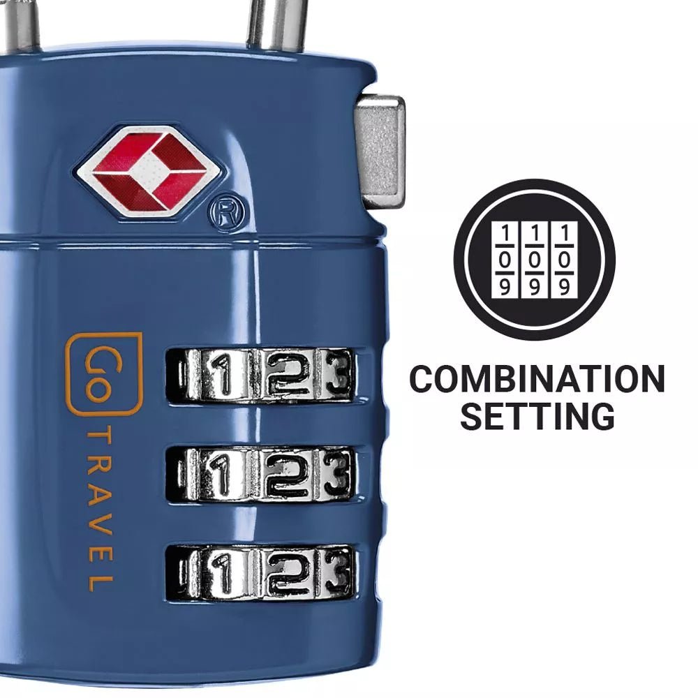 Go Travel Combi Cable Twin Padlocks TSA Approved - Secure Luggage Locks for Travel, Suitcases & Backpacks - Perfect for Airports, Hotels & Hostels