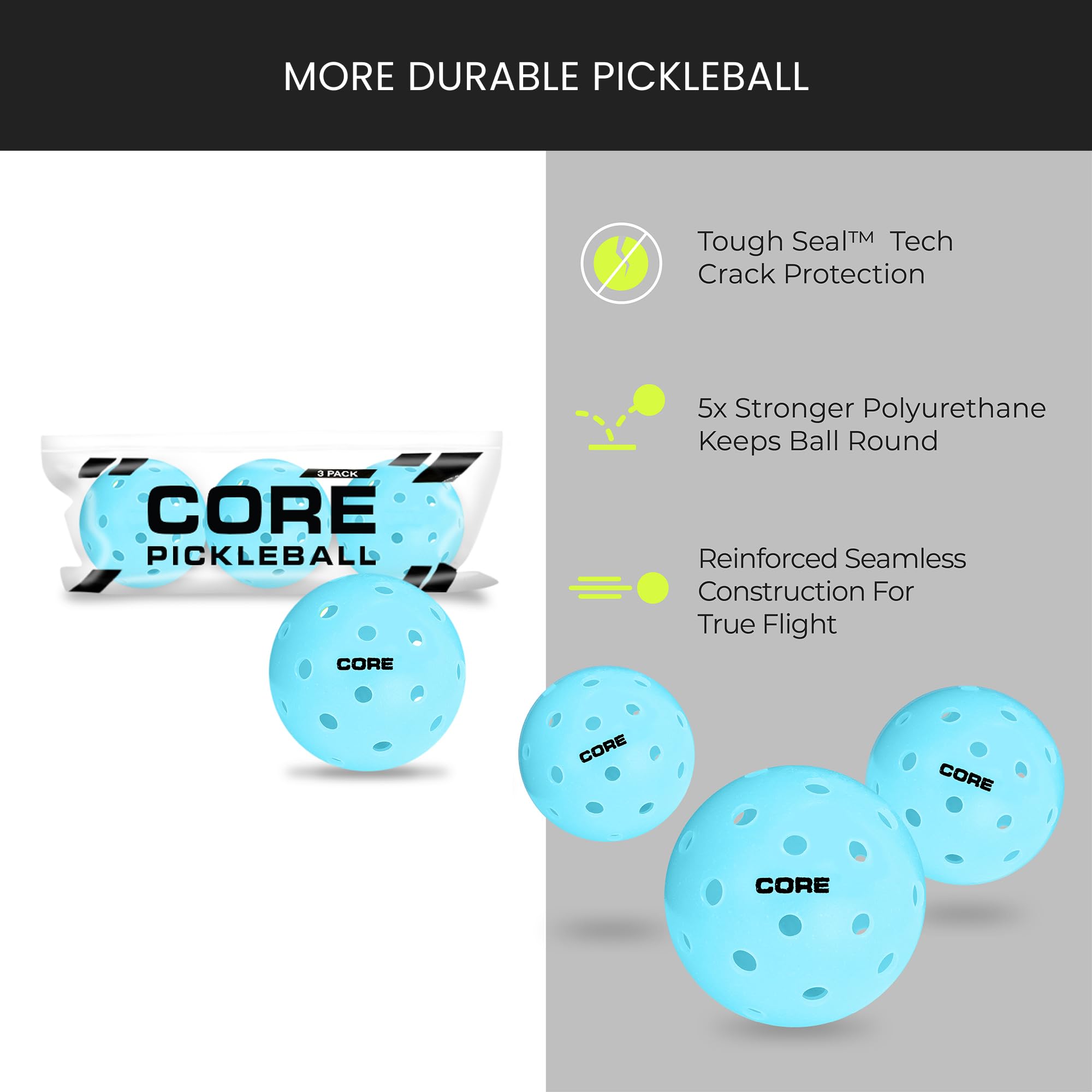 Premium Outdoor Pickleball Balls - USAPA Approved 40-Hole Polypropylene Balls for Professionals & All Skill Levels (Set of 4-50) - Durable Seamless Design for Tournament Play & Backyard Games