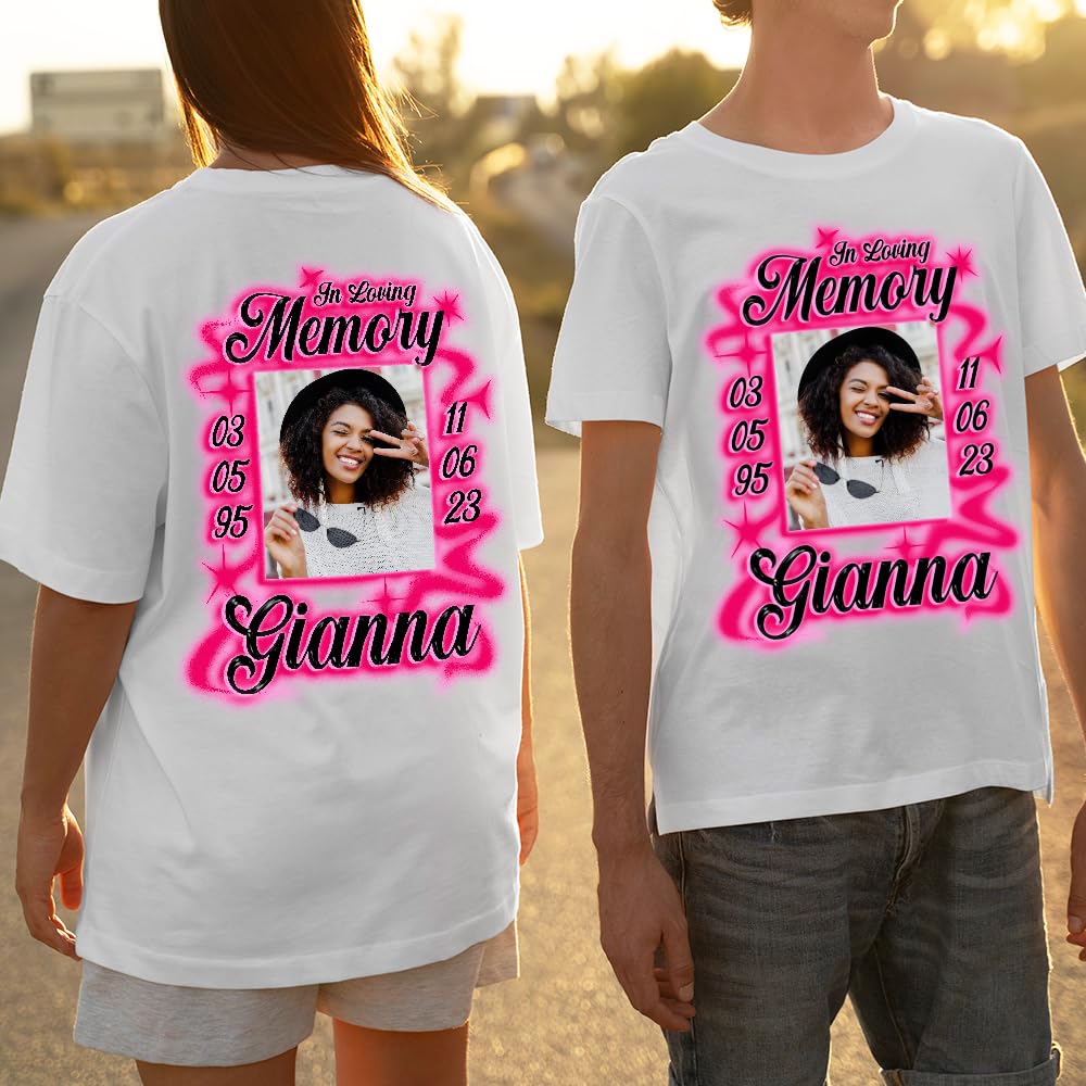 Custom In Loving Memory T-Shirts for Memorial Day - Heaven’s Stairway Memorial Shirt, RIP T-Shirt for Grieving & Remembrance - Perfect for Funerals, Memorial Services & Honoring Loved Ones