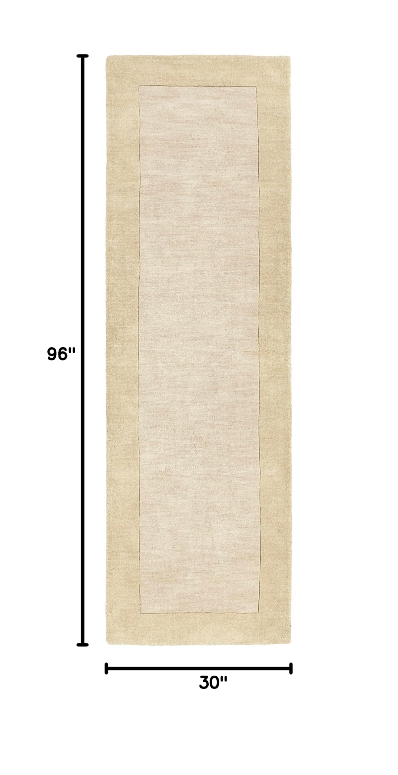 Hauteloom Slade Wool Hallway & Kitchen Runner Rug - Solid Border Beige 2'6