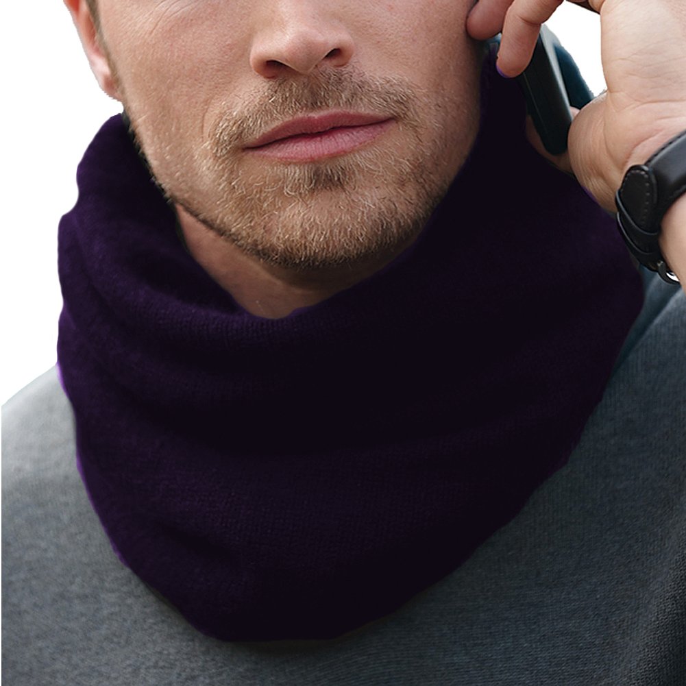 Parisbonbon Men's 100% Cashmere Neck Warmer Scarf - Soft Winter Accessory in Deep Violet, One Size Fits All - Perfect for Cold Weather & Outdoor Activities