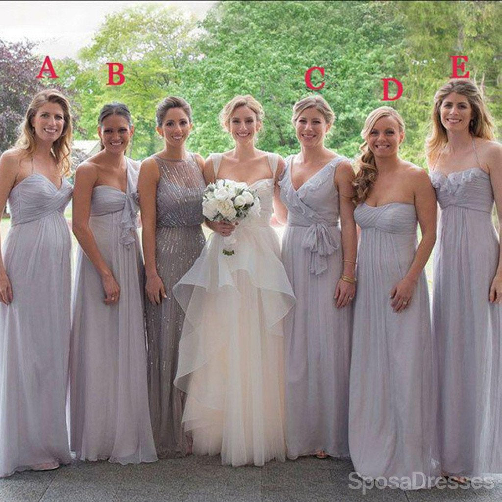 Elegant Chiffon Floor-Length Bridesmaid Dresses - Mismatched Styles for Wedding Party (WG172) | Perfect for Beach, Garden & Formal Weddings