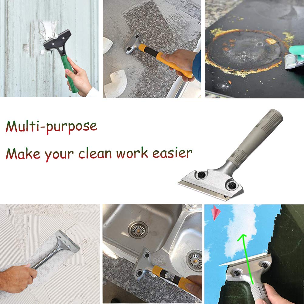 LDS Industry Glass Scraper - Extendable Razor Blade Cleaner for Stove, Window, Tile, Granite & Windshield | Paint & Sticker Remover Tool | Perfect for Kitchen, Bathroom & Auto Cleaning | Gum & Hard Stain Remover (SCRP-U)