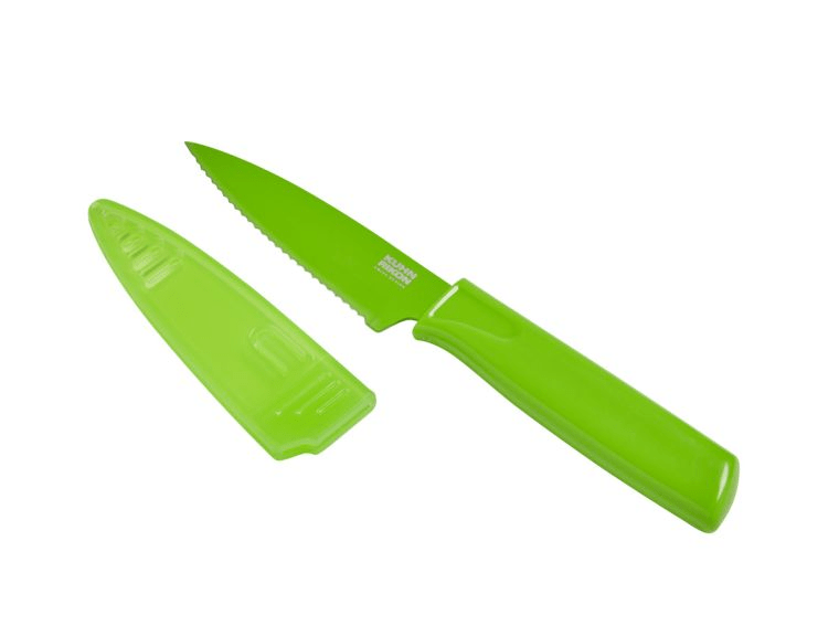 Kuhn Rikon COLORI Serrated Paring Knife 8-inch - Sharp Kitchen Utility Knife for Fruits, Vegetables & Peeling - Multiple Color Options - Perfect for Home Cooking, Camping & Picnics
