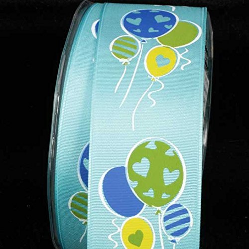 The Ribbon People Blue, Green & Yellow 99 Balloons Wired Craft Ribbon - 1.5 Inch x 27 Yards Bulk Roll for Party Decorations, Gift Wrapping & DIY Crafts