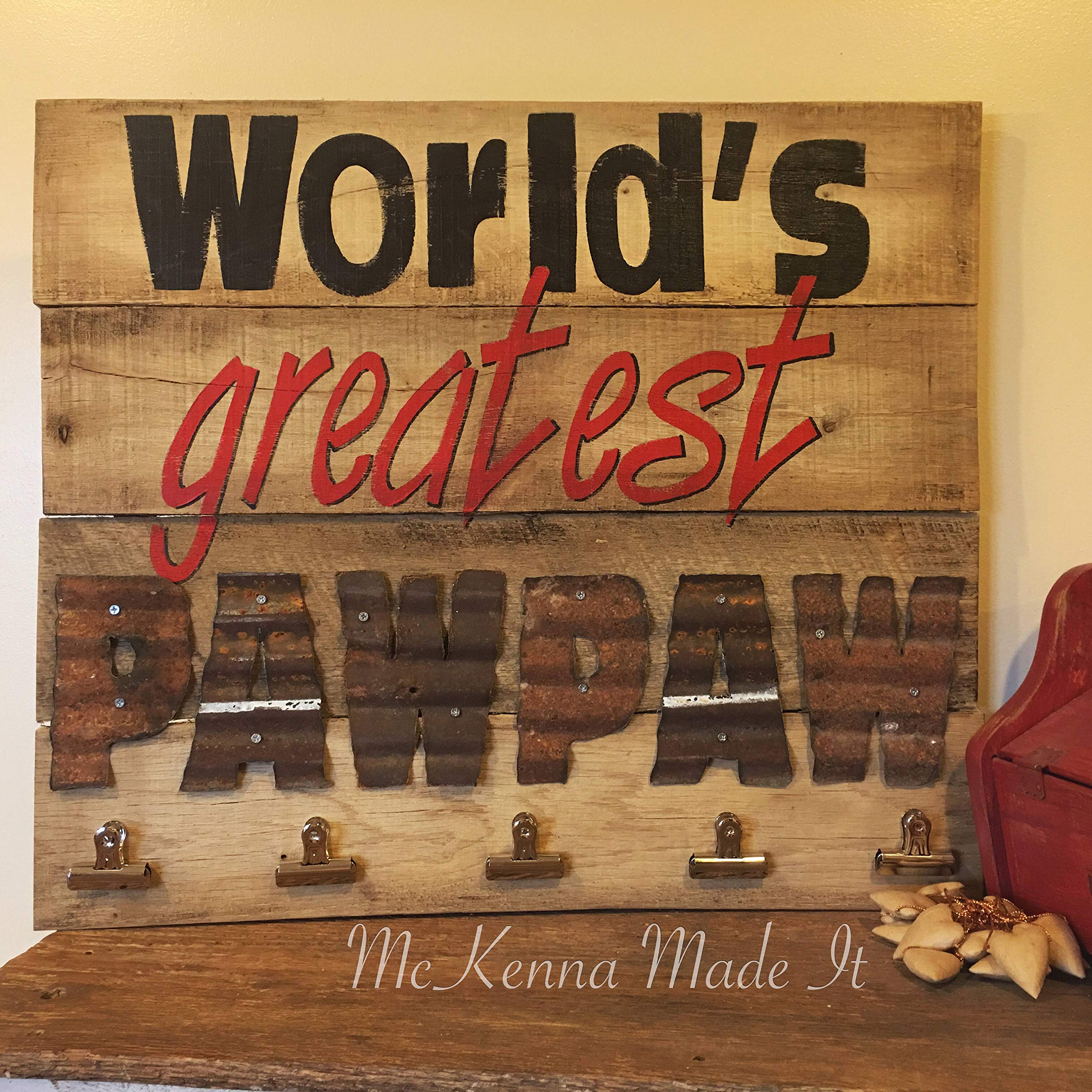 Personalized Pawpaw Wood Sign for Grandpa - Custom Photo Gift from Grandkids - Perfect for Grandparents Day, Father's Day & Home Decor