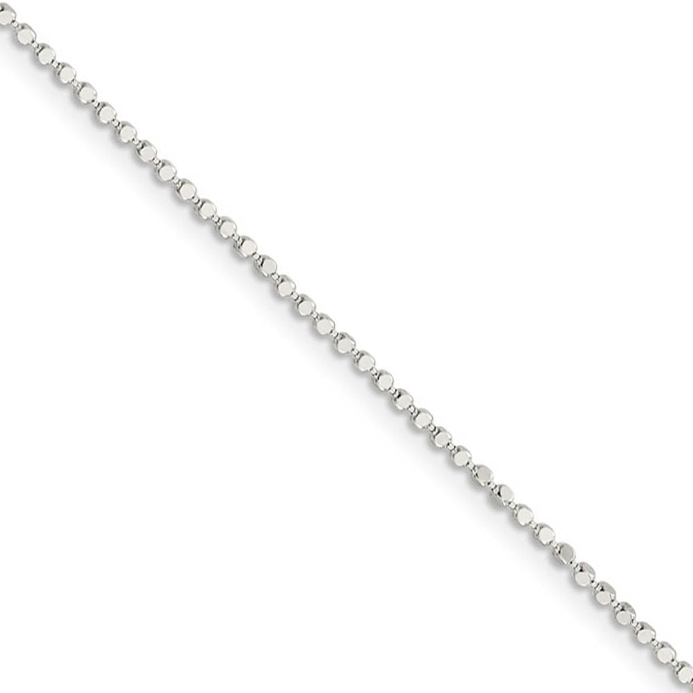 1.1mm Sterling Silver Solid Square Beaded Chain Necklace - Elegant Black Bow Pendant for Women, Gift for Her, Perfect for Parties, Weddings & Everyday Wear
