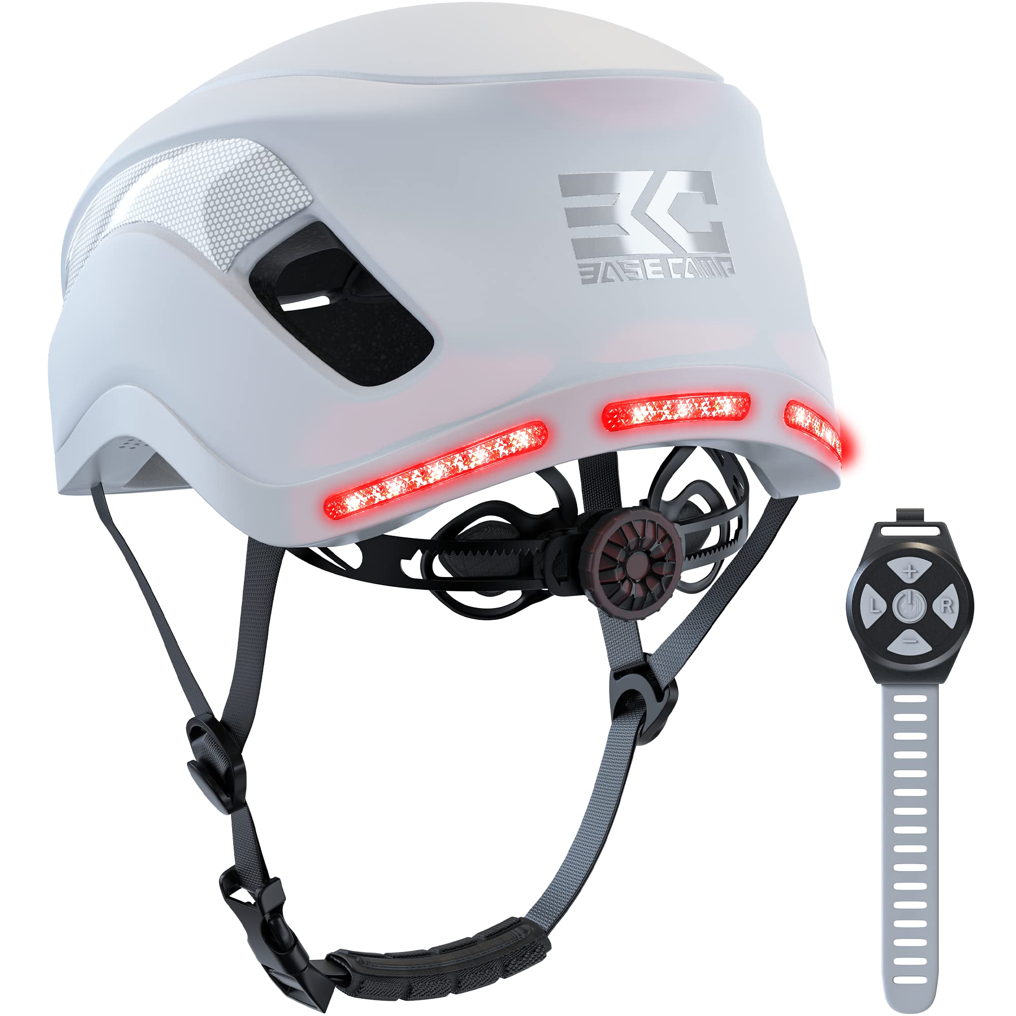 BASE CAMP SF-999 Smart Bluetooth Bike Helmet for Adults - Built-in Speakers, Microphone & Rear LED Turn Signals - Lightweight Cycling Helmet for Men & Women - Perfect for Commuting, Road Biking & Urban Cycling