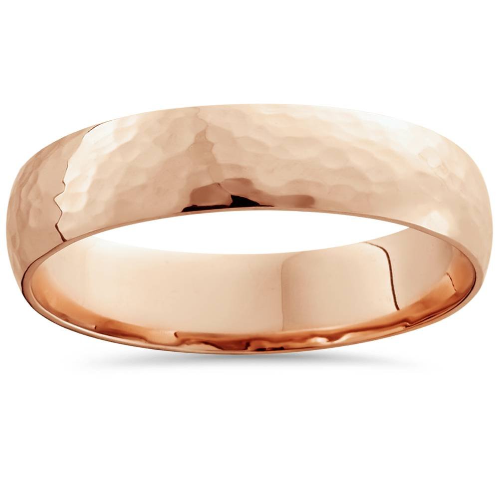 14K Rose Gold Hammered Wedding Band for Men & Women - Perfect for Engagement, Anniversary, and Everyday Wear