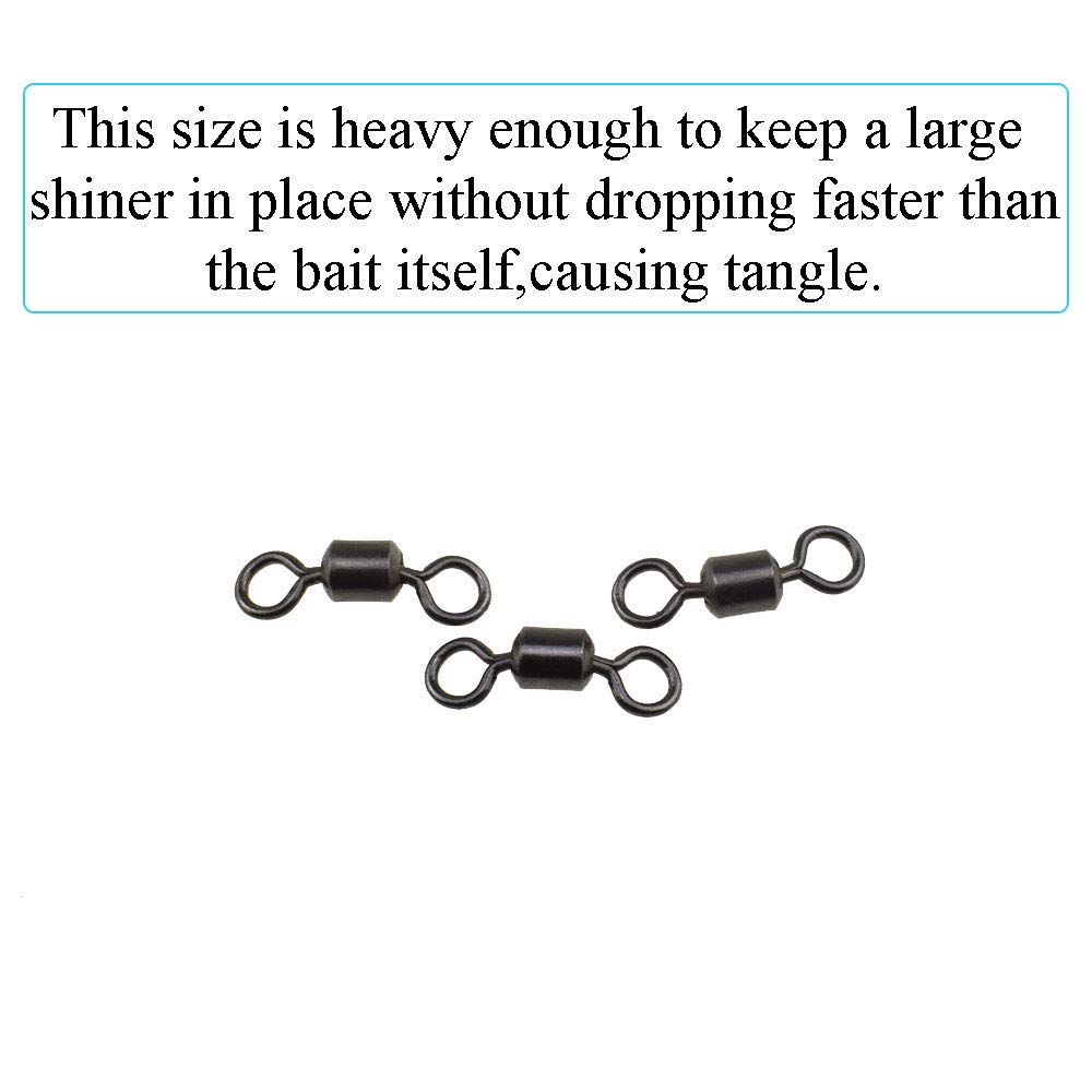 Premium Stainless Steel Fishing Rolling Swivels - No Tangle Barrel Bearing Swivel with Solid Welding Ring for Big Fish, Freshwater & Saltwater Rod Reel - Ideal for Bass, Catfish, and Deep Sea Fishing