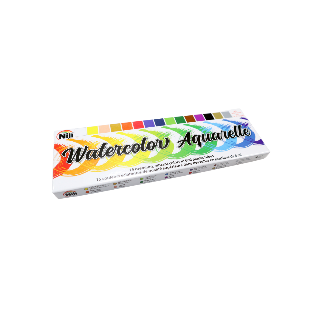 Niji Premium Watercolor Paint Set - 15 Vibrant Colors (NNC15) for Artists, Students & Professionals - Perfect for Sketching, Painting & Mixed Media Art