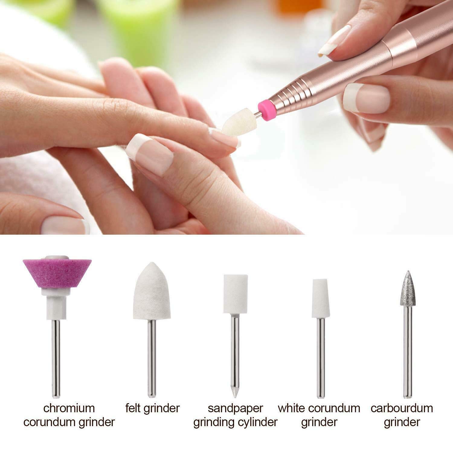 Professional Electric Nail Drill Kit - 12 in 1 Portable Manicure & Pedicure Machine with 12 Nail Art Tips, Builder Brush & Painting Brush | Perfect for Home Salon, Nail Art DIY & Professional Nail Care