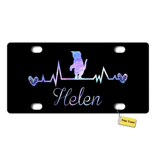 Custom Personalized Metal License Plate - Cat Heartbeat Galaxy Design with Text - 6