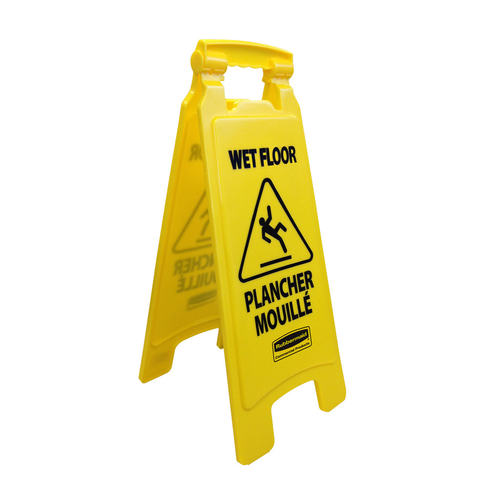 Rubbermaid Two-Sided Wet Floor Caution Sign - Yellow | Non-Slip Safety Warning Sign for Restaurants, Hospitals & Schools
