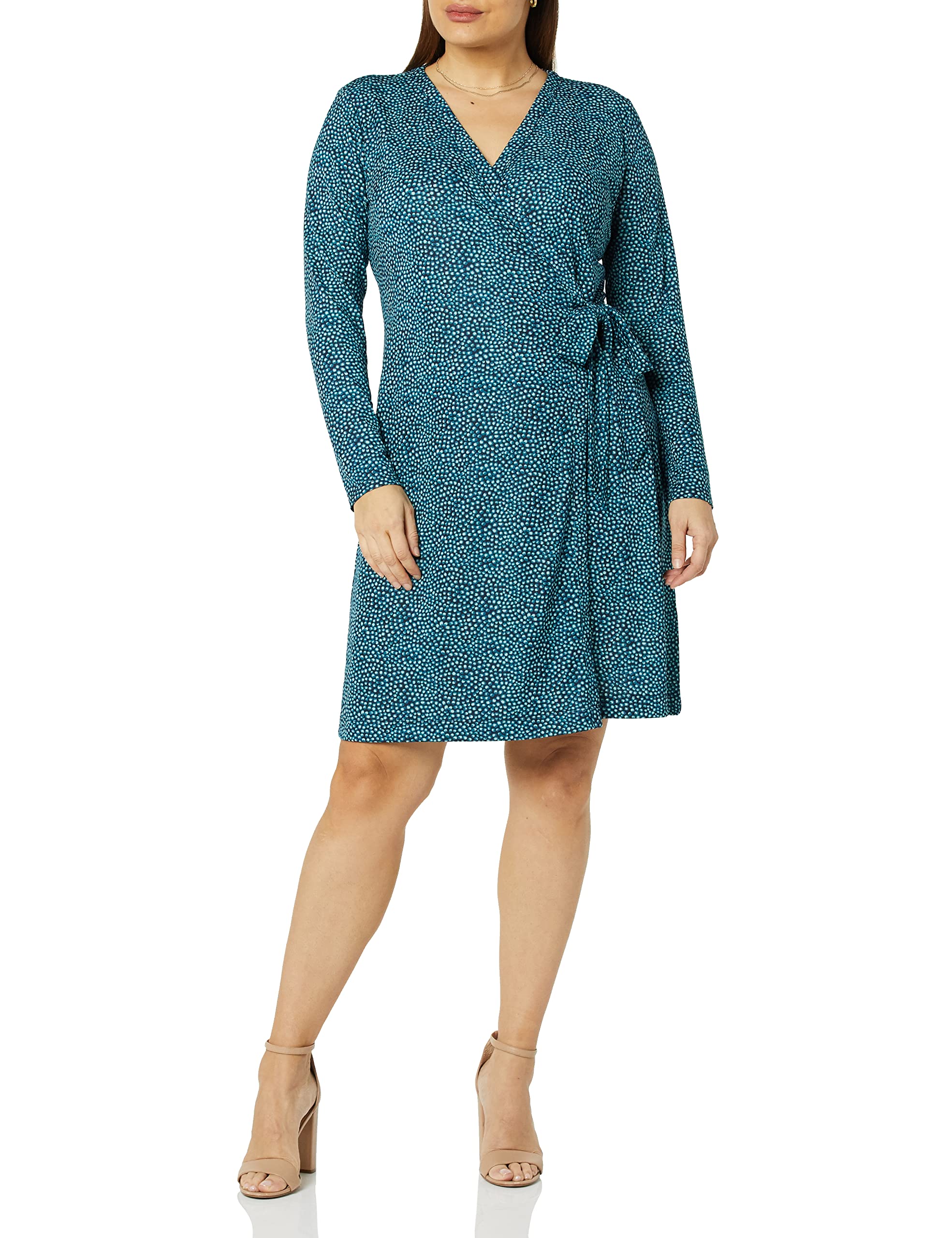 Amazon Essentials Women's Long Sleeve Wrap Dress - Flattering Casual & Office Wear for Women, Perfect for Work, Date Night & Special Occasions