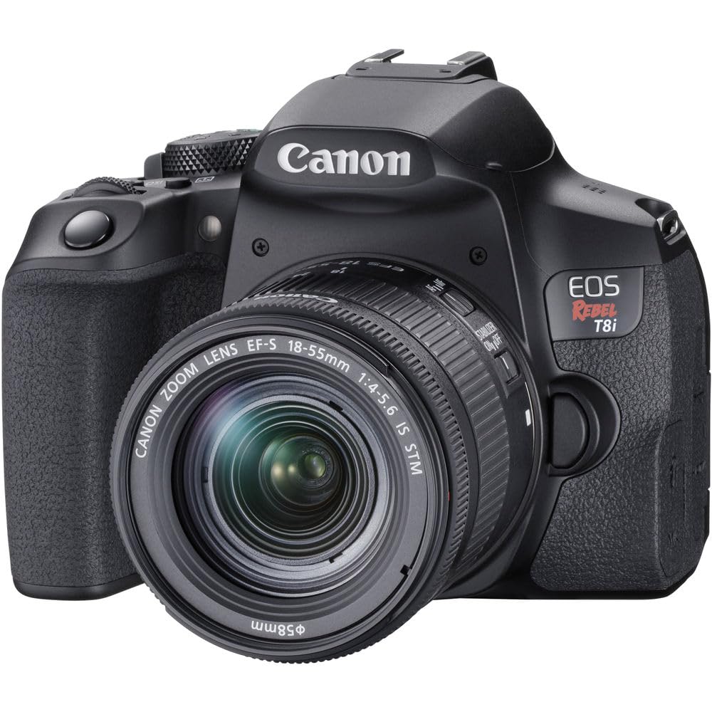 Canon EOS Rebel T8i DSLR Camera Bundle with 18-55mm Lens, 4K Monitor, Pro Audio Gear & 64GB Memory Cards - Perfect for Vlogging, Photography & Content Creation (Renewed)