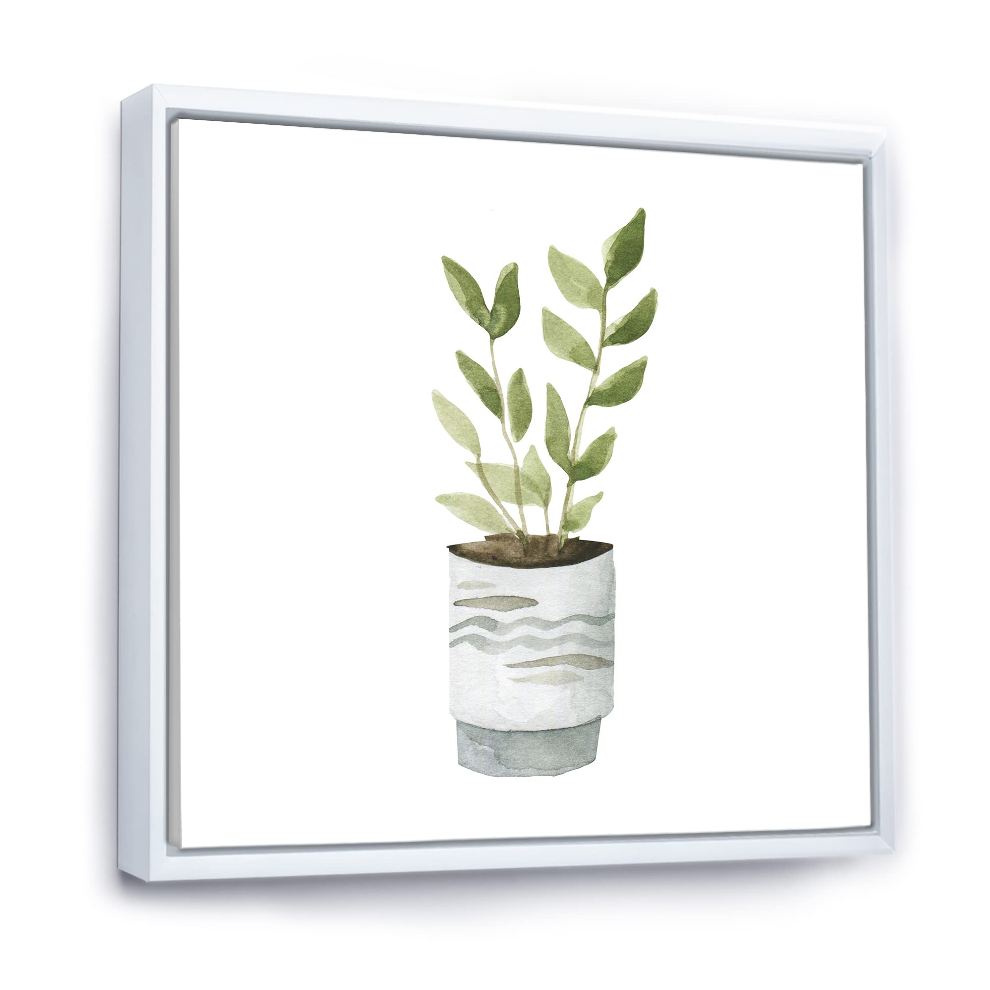 DesignQ Indoor Green Home House Plants II - Traditional Framed Canvas Wall Art Print | Botanical Wall Decor for Living Room, Bedroom & Office | Perfect Housewarming Gift for Plant Lovers