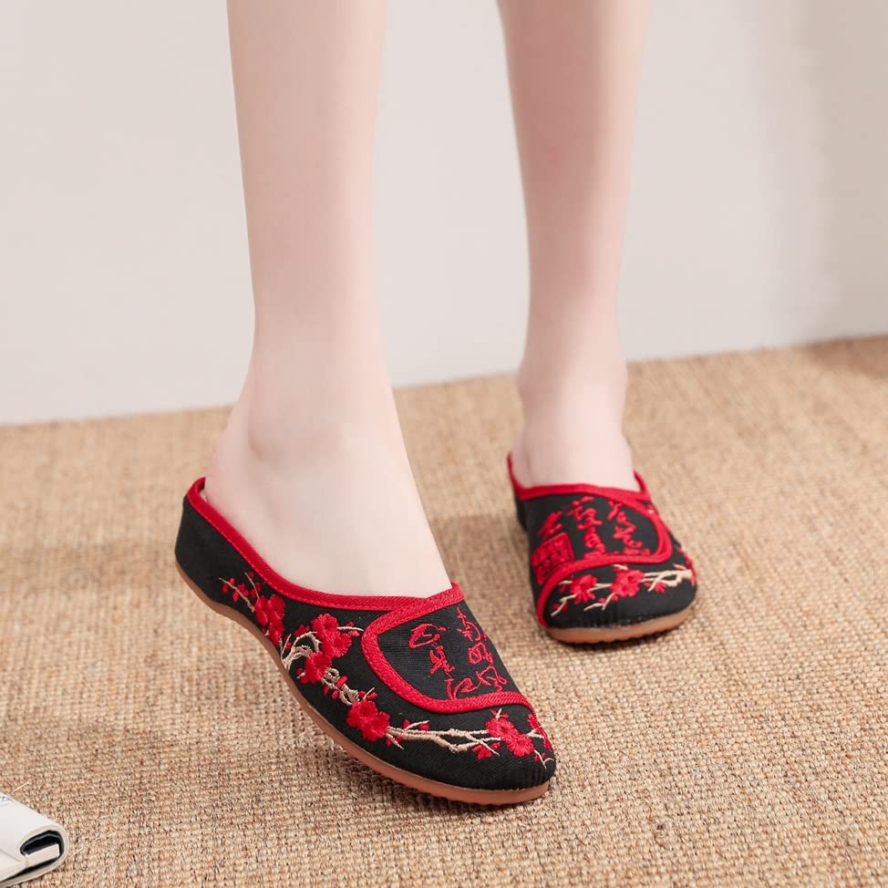 Women's Embroidered Canvas Flat Shoes - Comfortable Summer Casual Shoes for Women (Color: A, Size: 42) - Perfect for Beach, Travel and Everyday Wear