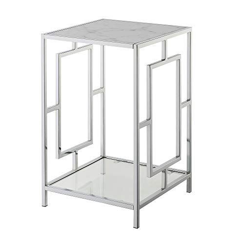 White Faux Marble/Chrome