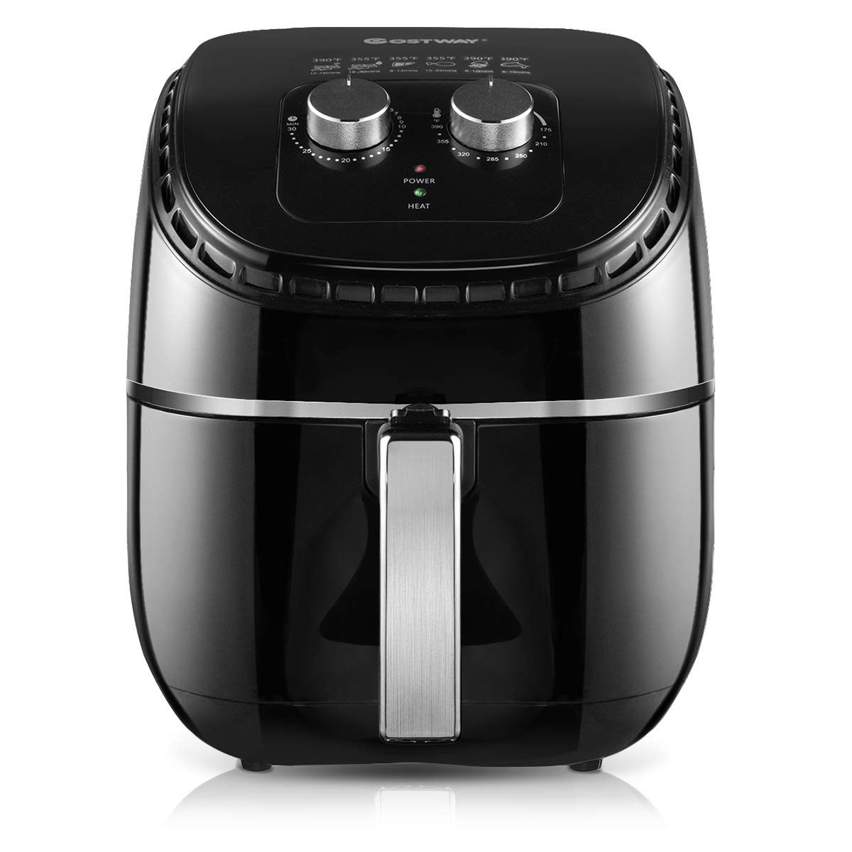 COSTWAY 3.5Qt Air Fryer 1300W Oil-Free Electric Cooker with Smart Time & Temperature Control | UL Certified, Dishwasher Safe, Nonstick Basket & Auto Shut Off | Perfect for Healthy Cooking, Quick Meals & Family Snacks (Black)