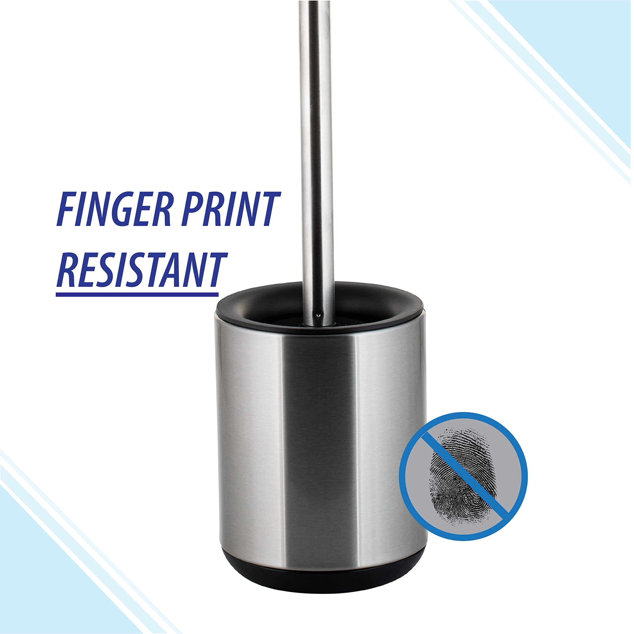 Premium Stainless Steel Toilet Brush and Holder Set - Durable, Fingerprint Proof, Long Handle for Deep Cleaning - Modern Bathroom Accessories for Home, Hotel, and Office Use