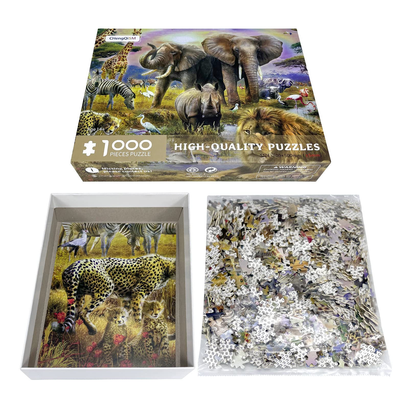 1000-Piece African Animal Jigsaw Puzzle - Jungle Scene with Elephants & Wildlife for Adults | Home Decor, School Supplies & Educational Activity | Perfect for Relaxation, Family Bonding & Classroom Learning