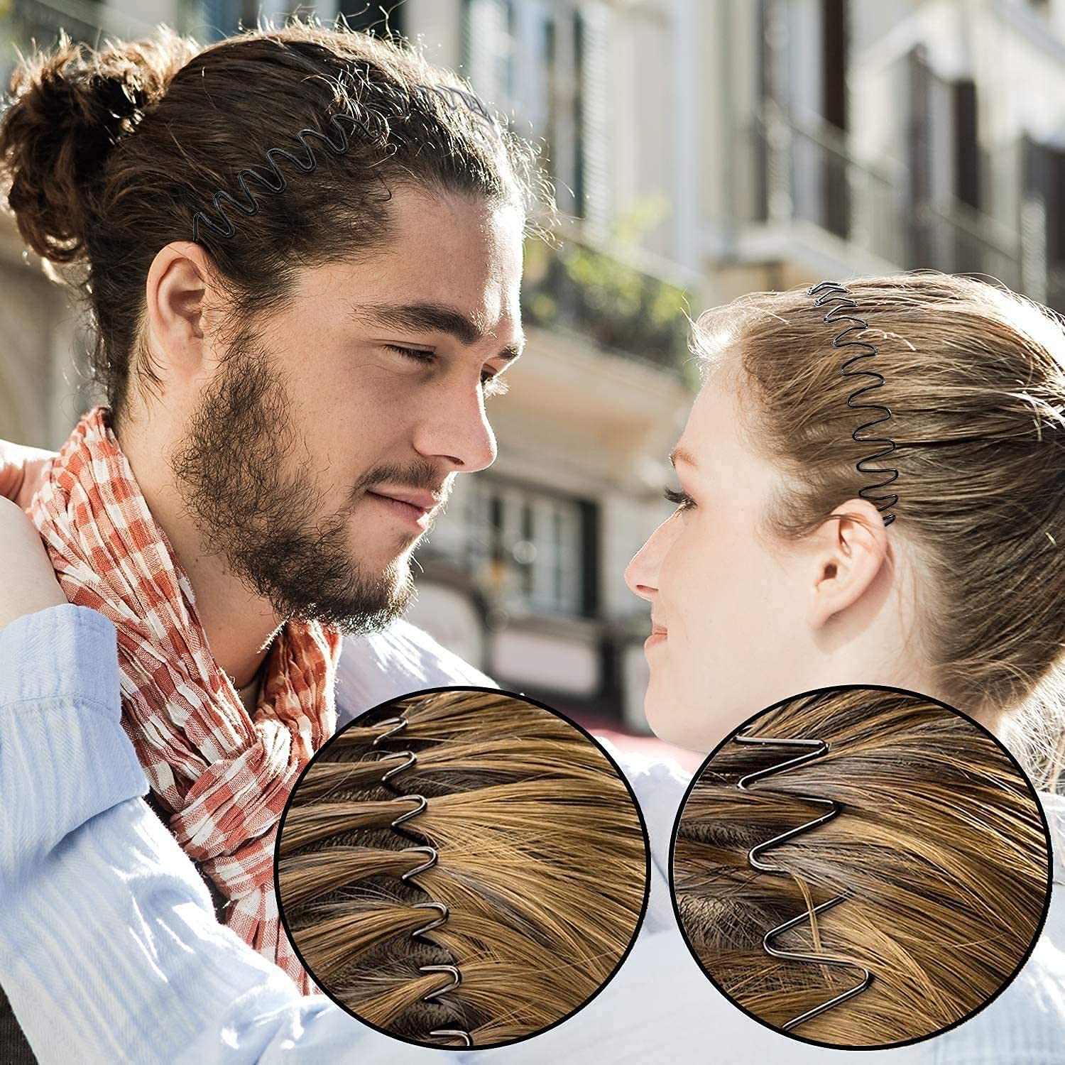 Fameza Elastic Wavy Spring Wave Hair Band - 6 Pack Black Non-Slip Metal Hair Hoop for Women & Men | Unisex Sport & Fashion Hair Accessories | Perfect for Workouts, Yoga, Running & Daily Styling